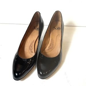 Sofft Womens Black Patent Leather Classic Slip On Pumps Mid Heels Size 8.5M Shoe